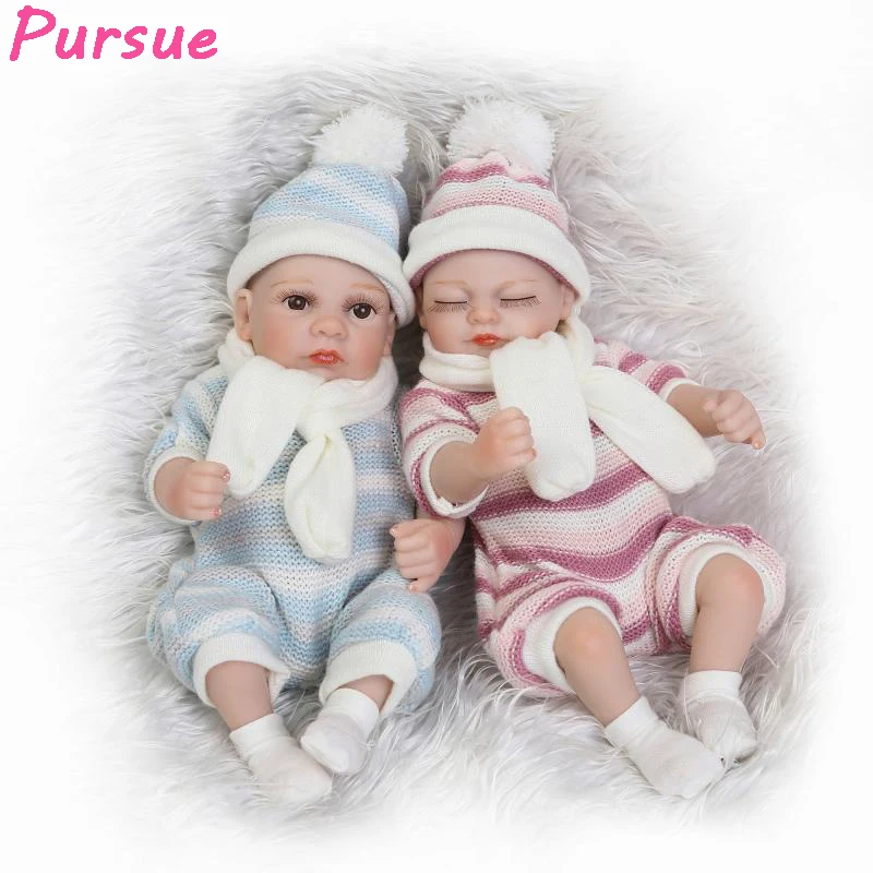

Pursue 11"/28 cm 2017 New Fashion Lifelike Newborn Reborn Baby Doll Real Silicone Twins bonecas bebe reborn realista de silicone