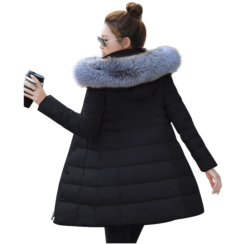 

womens winter jackets and coats 2019 Parkas for women 4 Colors Wadded Jackets warm Outwear With a Hood Large Faux Fur Collar