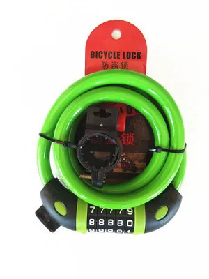 Bike Lock 5 Digit Code Combination Bicycle Security Lock 1200 mm x 12 mm Steel Cable Spiral Bike Cycling Bicycle Lock - Цвет: inferior green