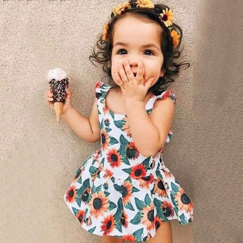 

Toddler Kids Baby Girls Outfits Clothes Sunflower Print T-Shirt Vest+Shorts Set roupa infantil roupas meninas toddler outfits