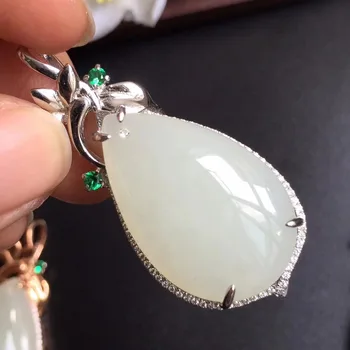 

Fine Jewelry Real 925 Steling Silver s925 100% Natural Jade Gemstone Female Pendant Necklaces Christmas Gift