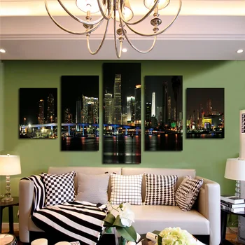 

FIVE PC NO FRAME Thailand night Oil Painting Printed Oil Painting On Canvas Oil Painting for Home Decor Wall Decor