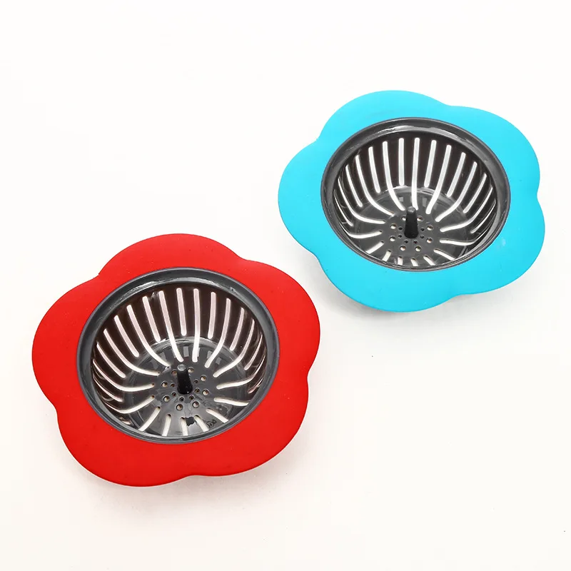 

New Hot Flower Shaped Silicone TPR Kitchen Sink Strainer Bathroom Shower Drain Sink Drains Cover sink colander Sewer Hair Filter