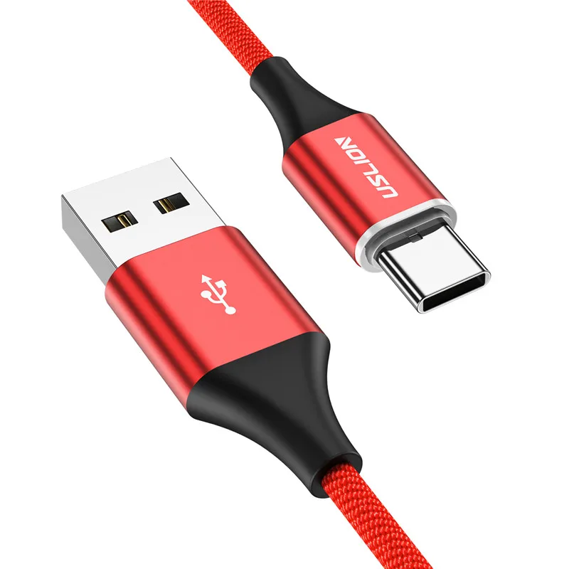 USLION 1 м 3 А магнитный кабель Micro usb type C Магнитная Быстрая зарядка зарядное устройство для samsung S10 S9 для iPhone X XR 7 для xiaomi redmi - Цвет: Red