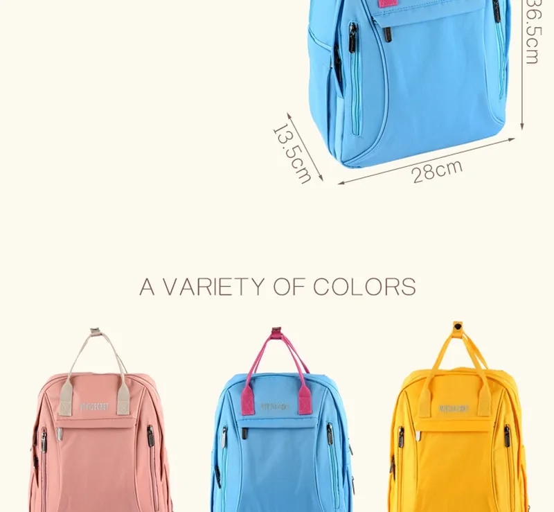 Solid Color Waterprrof Insulation Double Bottle Mummy Diaper Bag 13