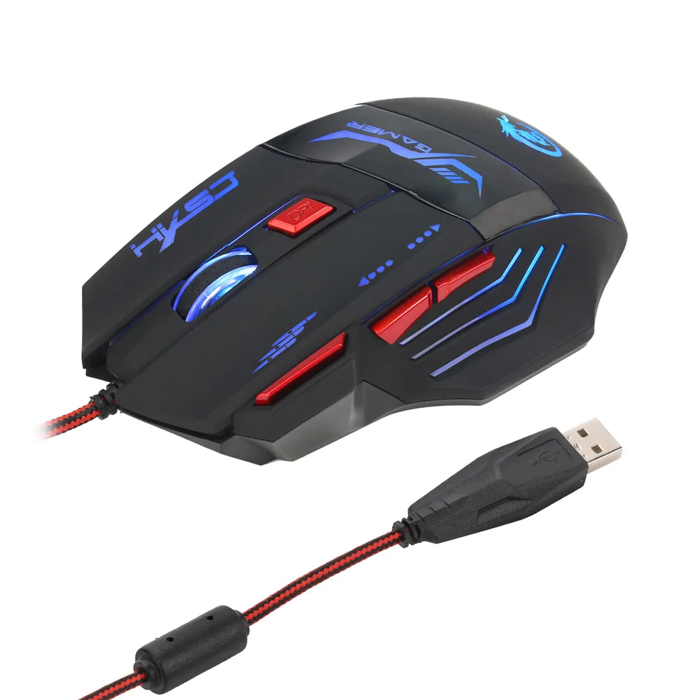OMESHIN Professional 5500 dpi USB оптическая профессиональная 7 кнопок 5500 dpi USB оптическая Проводная игровая мышь - Цвет: BK