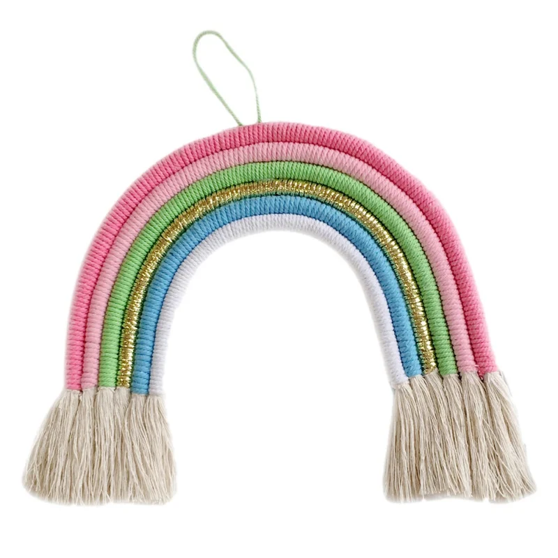 Nórdico tejido a mano Arco Iris colgante decoración para habitación de niños decoración del hogar fresco chico infantil accesorios de decoración de pared Nórdico tejido a mano Arco Iris colgante decoración para habitación de niños decoración del hogar fresco chico infantil accesorios de decoración de pared