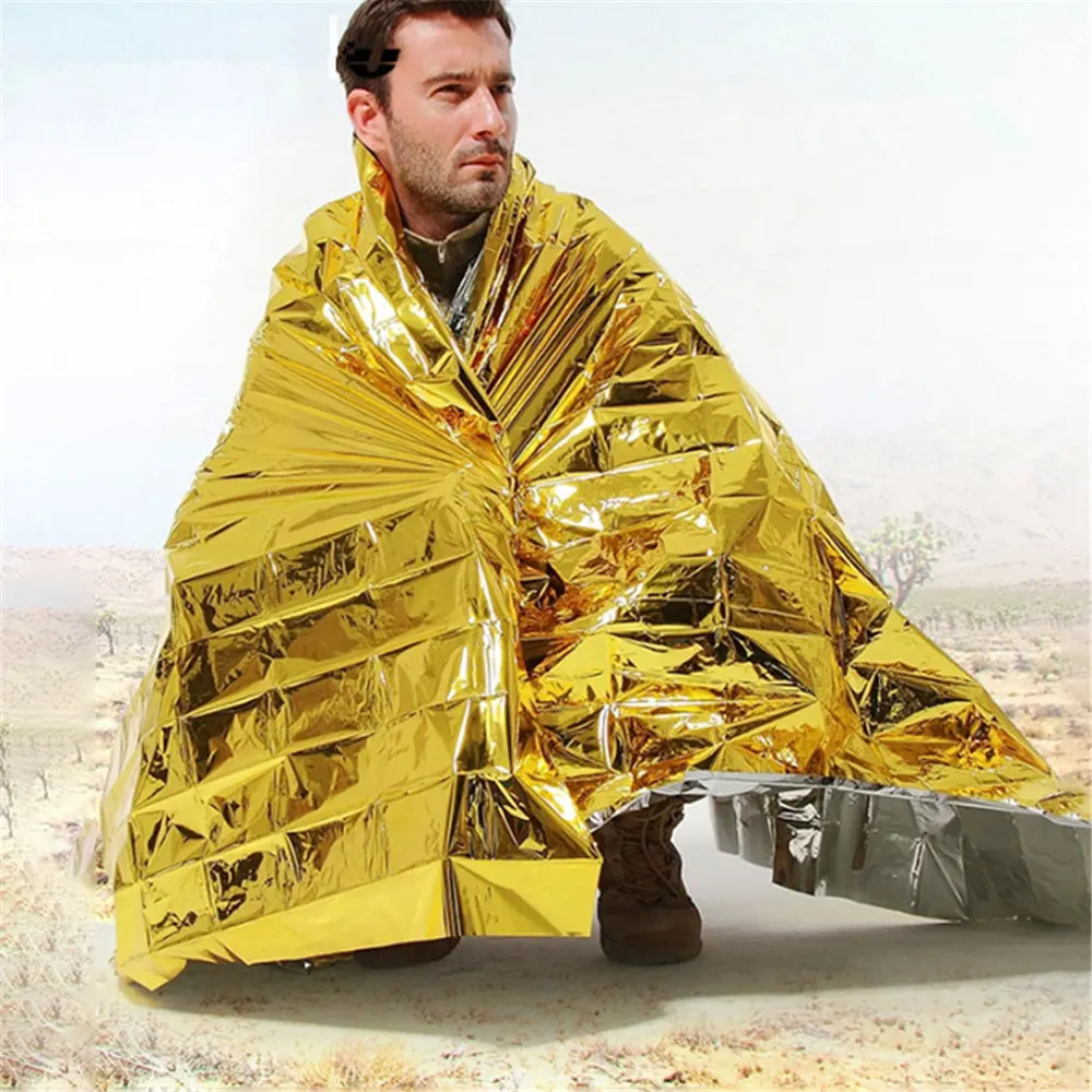 

210 * 130cm emergency blanket rescue hot pack mylar rescue kit first aid kit insulation blanket sunscreen blanket gold silver