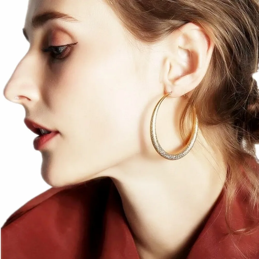 

Women overstate frosted earrings fashion S925 silver needle big earrings ring earrings
