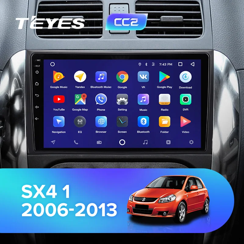 TEYES CC2 Штатная магнитола для Сузуки SX4 1 Suzuki SX4 1 2006 2008 2010 2013 Android 8.1, до 8-ЯДЕР, до 4+ 64ГБ 32EQ+ DSP 2DIN автомагнитола 2 DIN DVD GPS мультимедиа автомобиля головное устройство