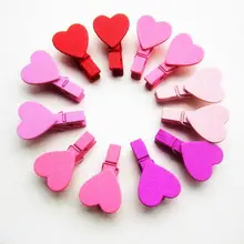 DIVV 12Pcs Mini Heart Love Wooden Clothes font b Photo b font font b Paper b