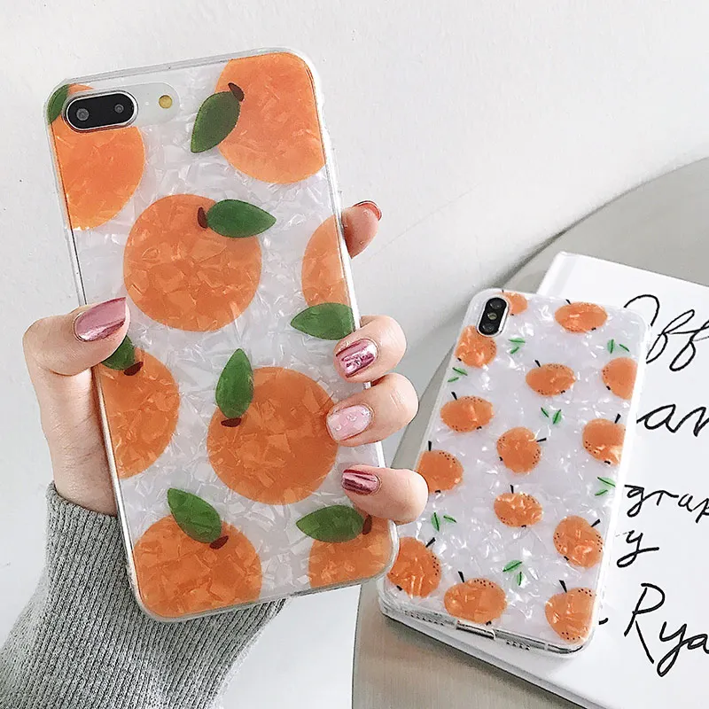 

SoCouple Summer Fruit Soft TPU Phone Case For iphone 7 Case For iphone X XR Xs max 6 6s 78 plus Cover Conch Shell Orange Cases