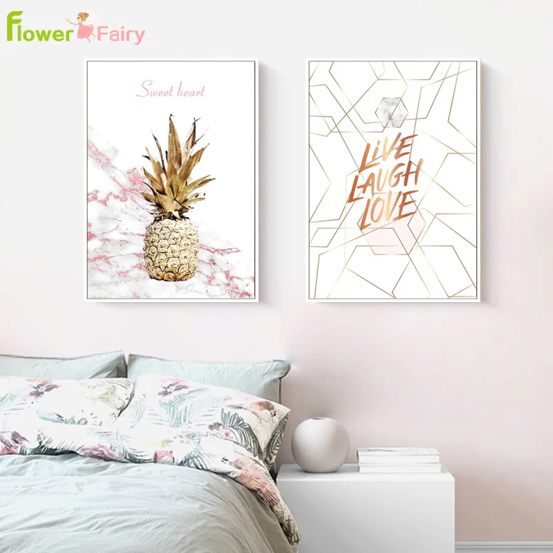 Abstract Girl Flower Pink Cactus Quotes Wall Art Canvas Painting Geometric Nordic Poster Wall Pictures For Living Room Unframed