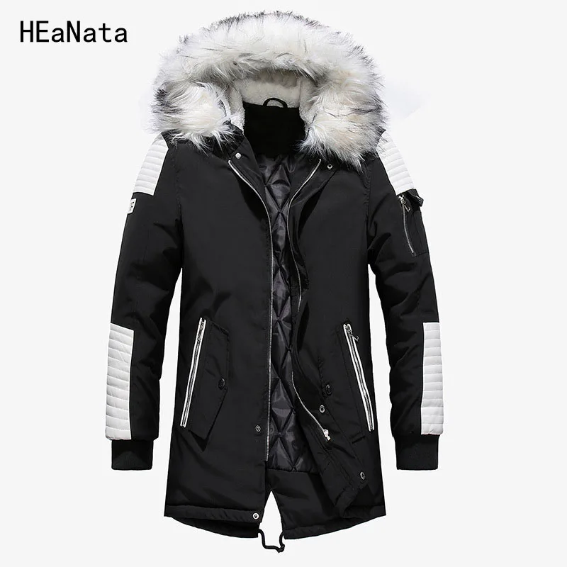 HEaNata Парка мужская Толстая длинная теплая зимняя куртка мужские парки модная деловая верхняя одежда на молнии с капюшоном теплое пальто Veste Homme топы для мужчин