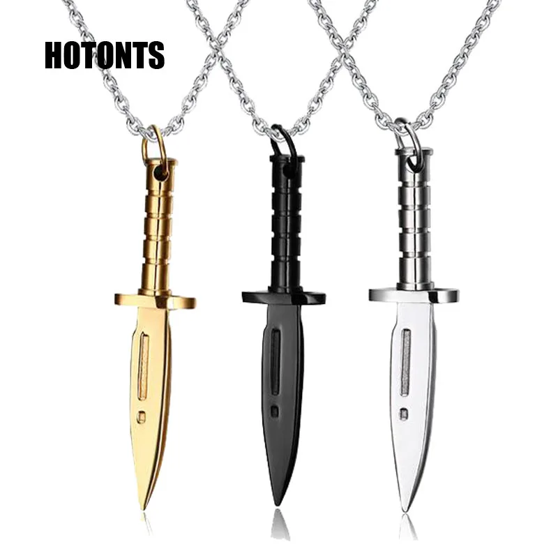 PN 282 Vintage Stainless Steel Dagger Couple Pendants Necklace For Men