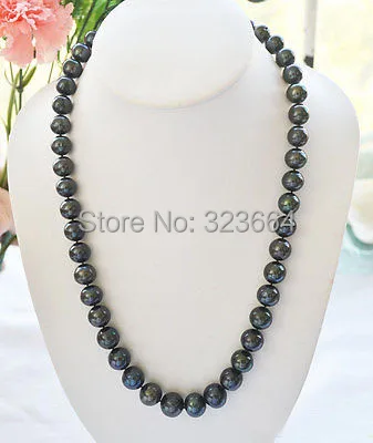 

AA++ 18" 12mm ROUND Tahitian black Freshwater cultured PEARL NECKLACE