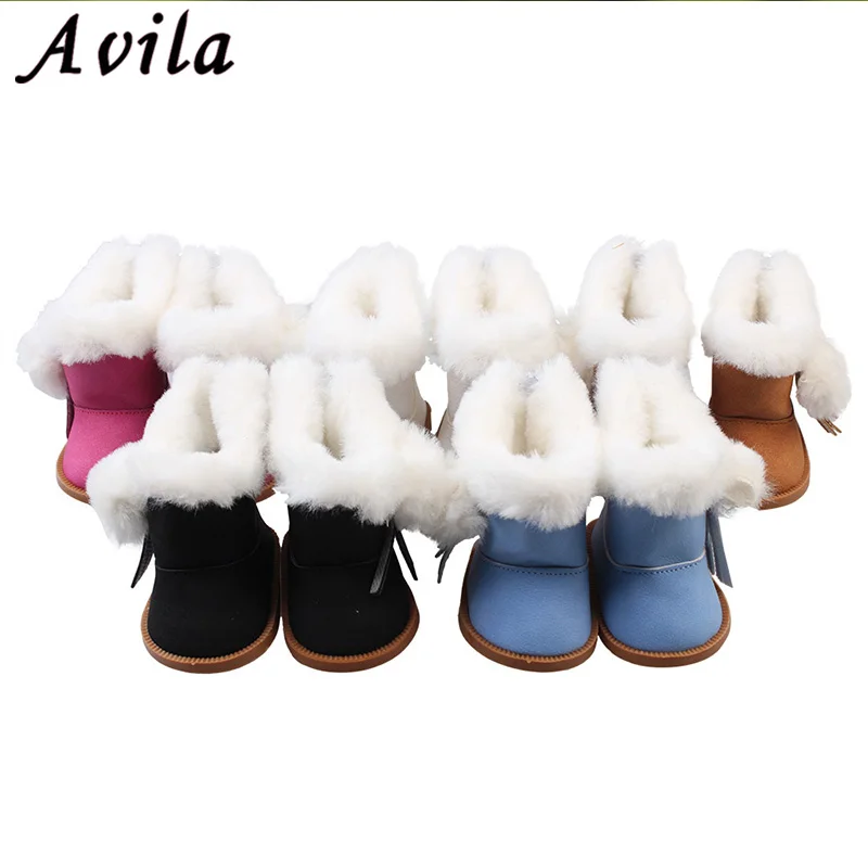 

1 Pair Plush Winter Snow Boots For 43cm New Baby Dolls As For 18 Inch Dolls Mini Shoes For baby Gift Doll Accessories