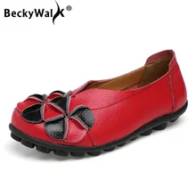 BeckyWalk/модные мокасины с цветами; женская обувь из натуральной кожи на плоской подошве; женская повседневная обувь с круглым носком; большие размеры; zapatos mujer; WSH2676