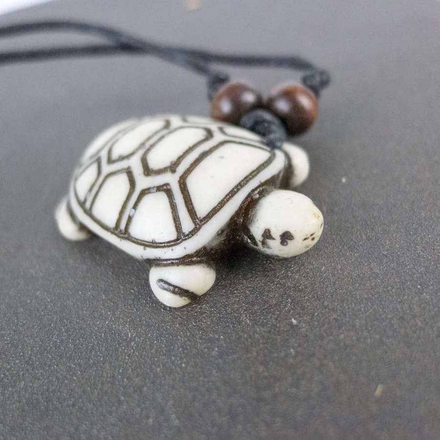 

Carving Tortoise limitation Yak Bone Material Bone Art Necklace Pendant Vintage Men's adjustable Rope Necklaces #GZ317