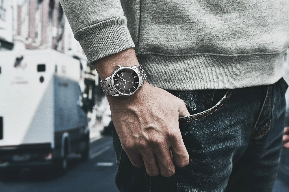 BENYAR 2020 New Fashion Top Luxury Brand Leather Watch Automatic Men Wristwatch Men Mechanical Steel Watches Relogio Masculino