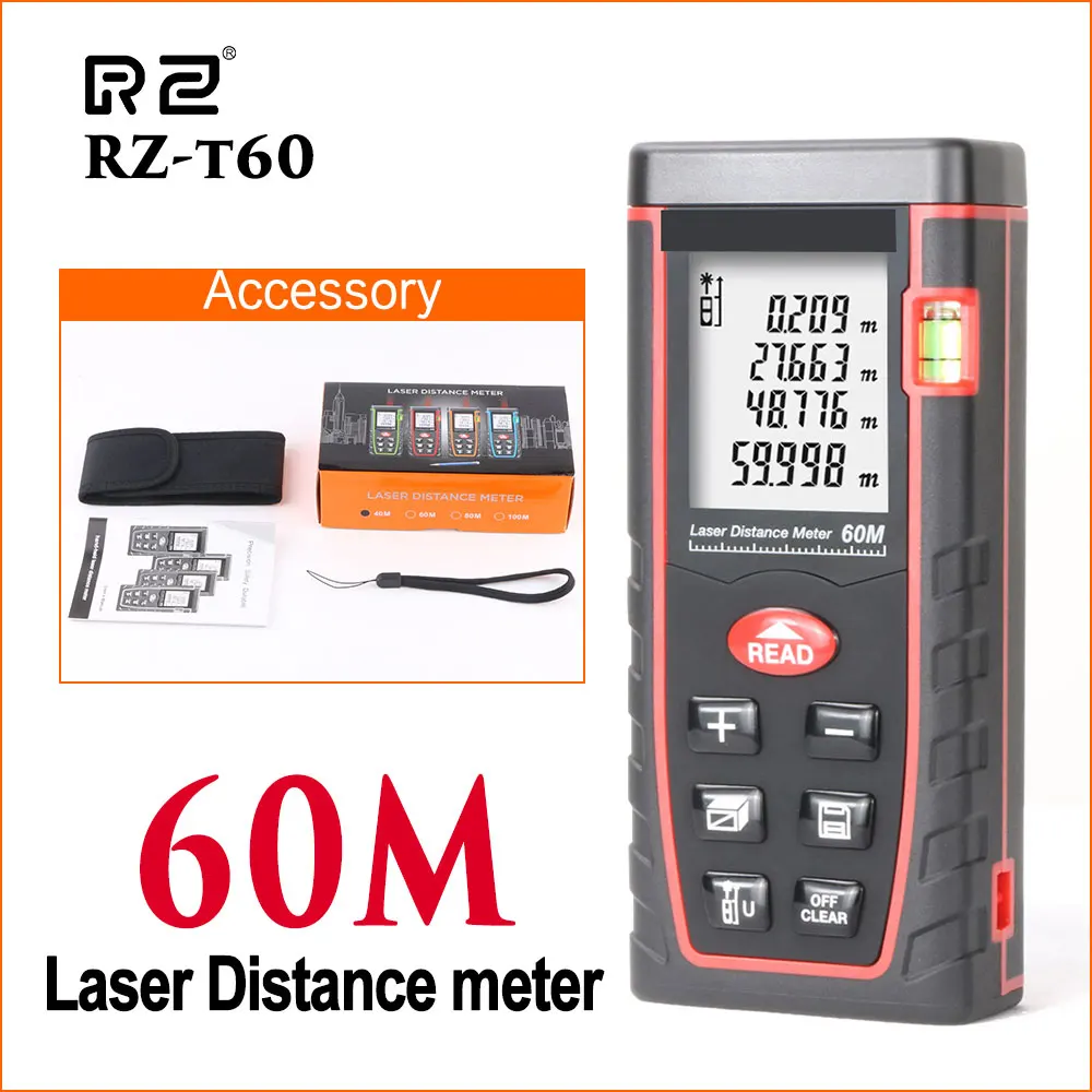

RZ Laser Distance Meter Rangefinder Range Finder Hunting Electronic Ruler Digital Tape Measure Device 40M Laser Distance Meter