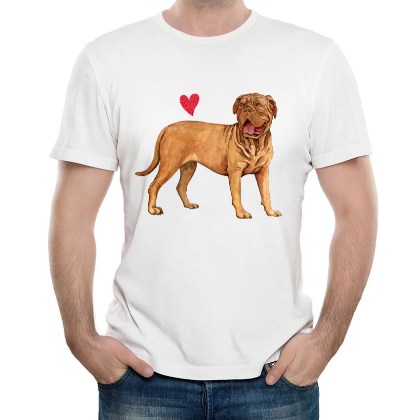 2018 Новая Летняя мужская футболка с коротким рукавом I love my dogue de Бордовая мужские