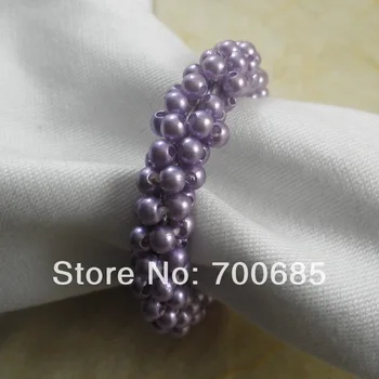

pearl beads napkin ring, napkin holder in purple,