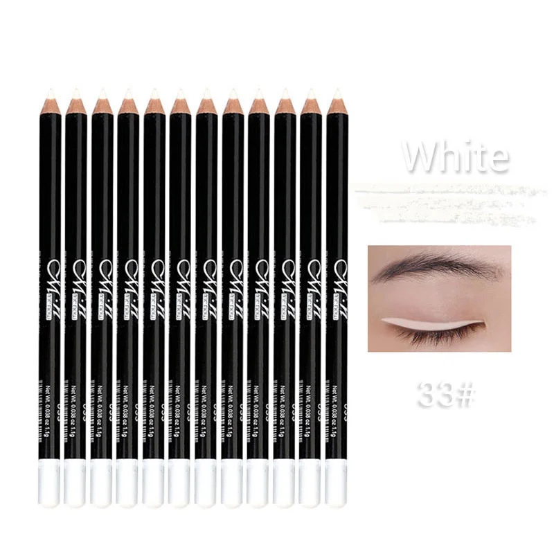 MENOW 12 Colors Eye Make Up Eyeliner Pencil Waterproof Eyebrow Beauty Pen Eye Liner Lip sticks Cosmetics Eyes Makeup - Цвет: 33 White 12PCS