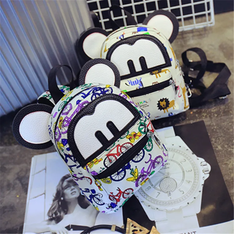 

Disney Spring Summer New Mickey Mouse Backpacks Color Personality Girls Backpacks Women's Bags