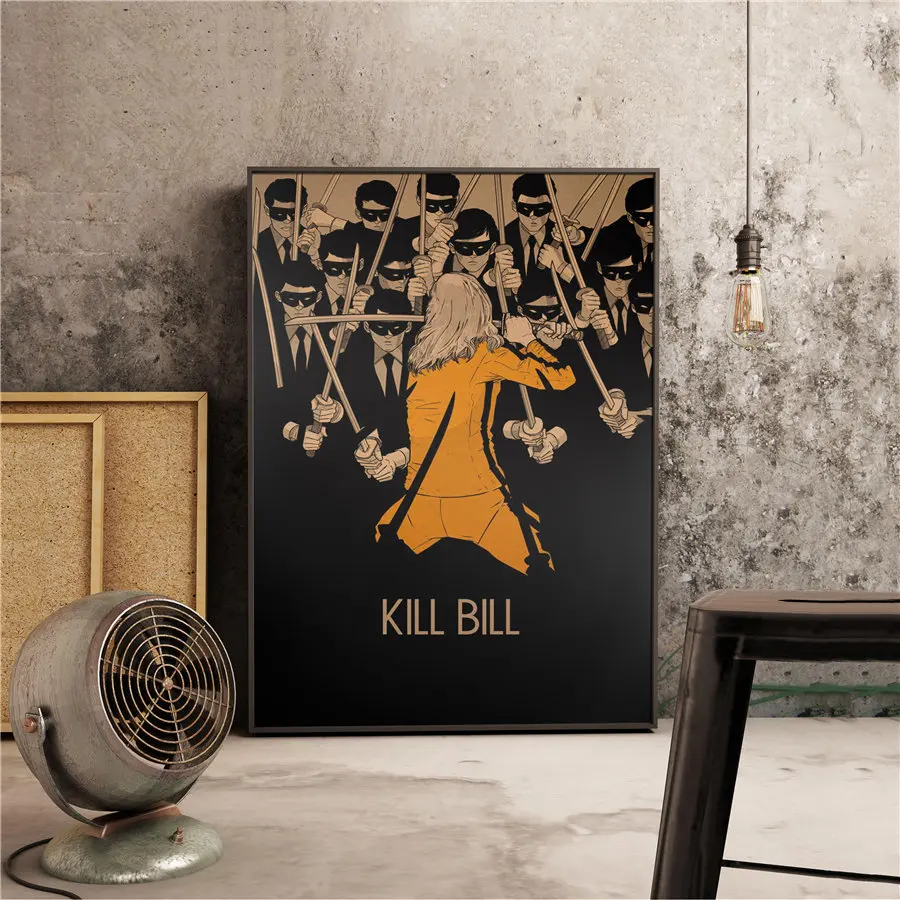 Плакат с фильмом "KILL BILL", винтажная живопись, Настенная Наклейка для дома, кафе, бара, античное украшение, Классический плакат с фильмом, 45,5x31,5 см - Цвет: Золотой