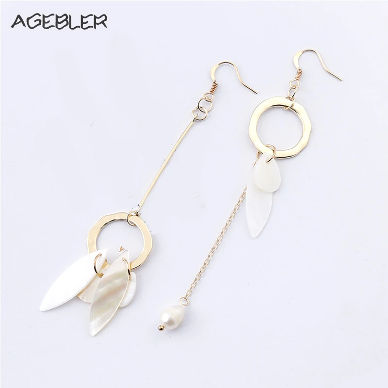 

New Fashion Statement Jewelry Handmade Women Shell Dangle Drop Earring Asymmetric Elegant Earrings Wholesale Female