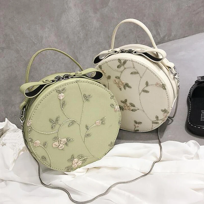 

meloke 2018 new Women Round Bag Designer Special New Simple Personality flower pattern bag Fashion Handbag Clutch Shoulder