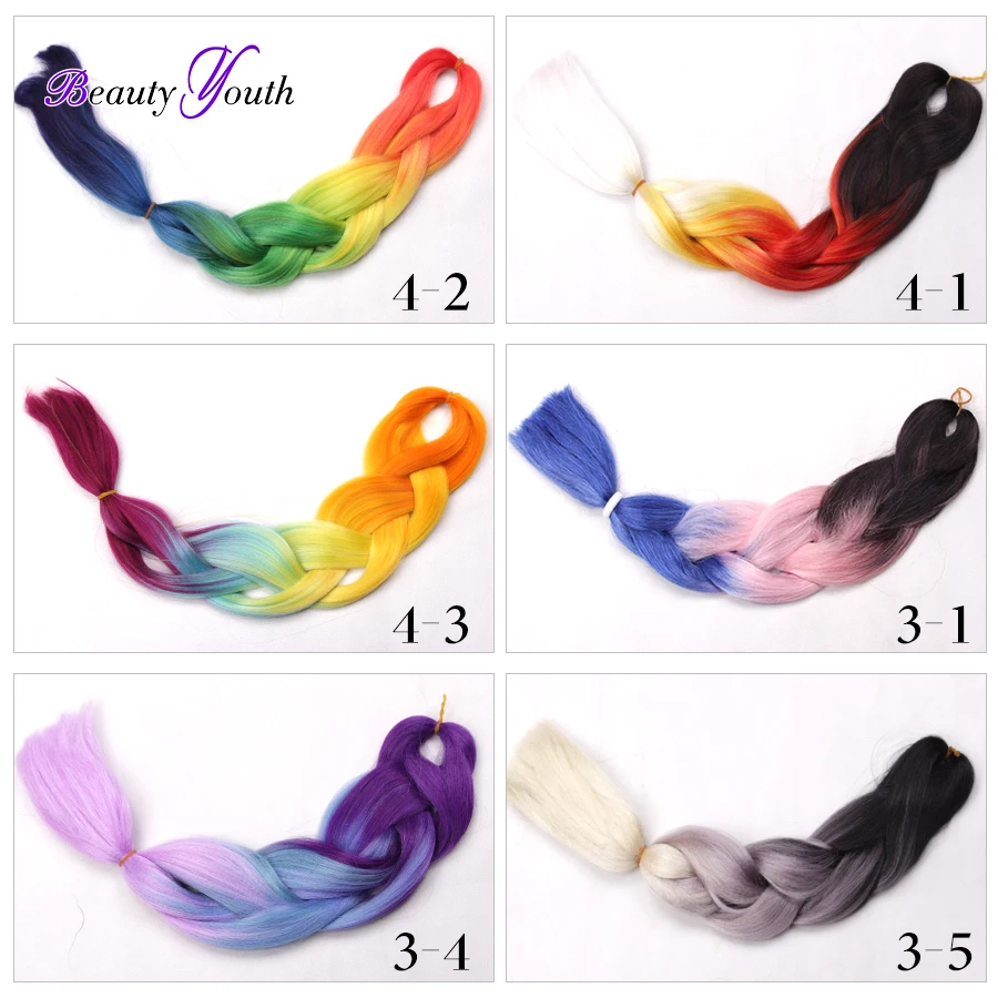 Hot Selling Ombre Kanekalon Braiding Hair 4-10Pcs Braiding Hair 24Inch Synthice Braiding Hair Kanekalon Braiding Hair