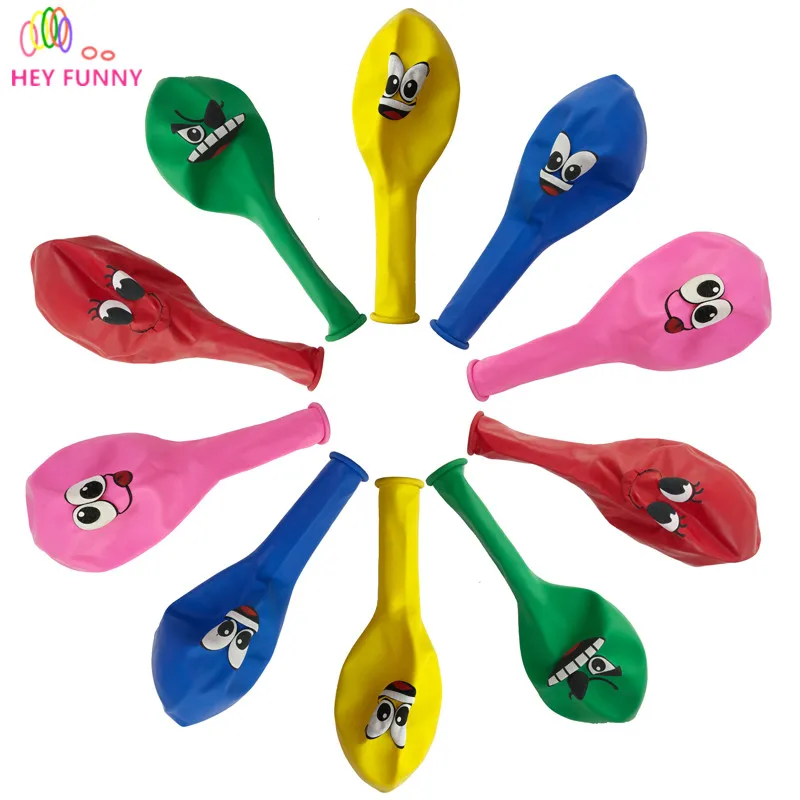 100pcslot Printed Big Eyes Smiley Air Balloon Happy Birthday Party Decoration Ballons Inflatable Latex Balls Kid Toys 476