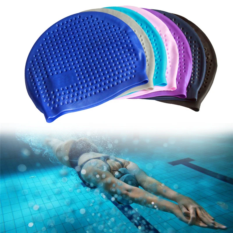 5 Colors Silicone Rubber Swimming Caps Unisex Swimming Caps Adult Men Women Waterproof Swim Caps Hat Swimming Accessories