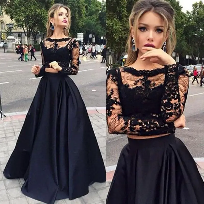 long-sleeves-prom-dresses-black-two-pieces-lace-top-and-satin-sheer-crew-neck-special-occasions-gowns-victorian-style-party-dress