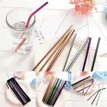 Новая Экологичная многоразовая соломенная соломка из нержавеющей стали, металлическая смузи, соломинки, набор с мешком для кистей