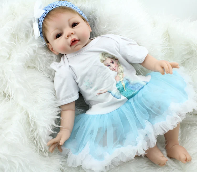 2016 New Lifelike 22Inch 55cm NPK Silicone Reborn Baby Dolls Handmade Realistic Lovely Baby Gift Bonecas Reborn Brinquedos