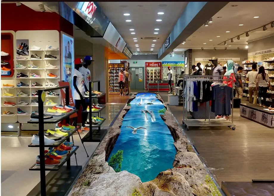 

non-slip waterproof self-adhesive PVC Wallpaper 3D Marine world dolphin painting Modern sticker 3D floor