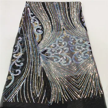 

African lace fabric 2019 French sequins net lace,tulle African lace fabric with sequence 5 yards/lot for wedding dress bh65-2804