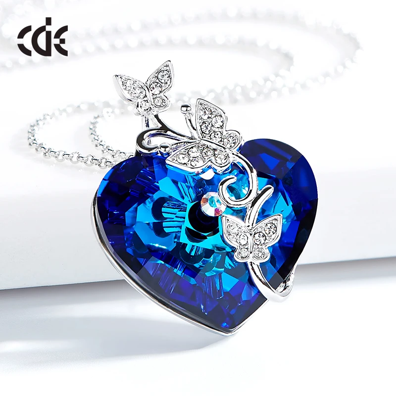 CDE кулон ожерелье украшено кристаллами от Swarovski сердце бабочка ювелирные изделия