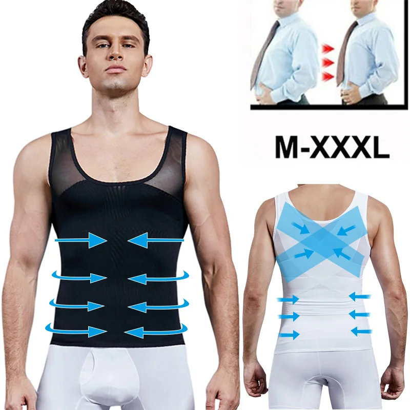 

Men Shapewear Chest Compression Shirt to Hide Gynecomastia Moobs Slimming Body Shaper Vest Abdomen Chest Slim Shirt Men Corset