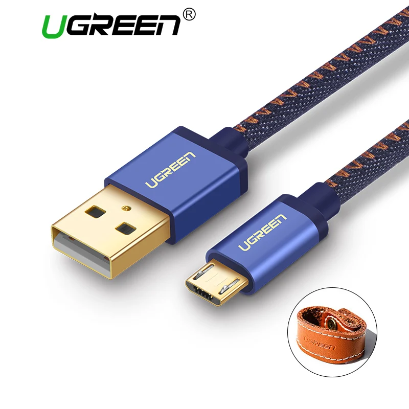 Ugreen Denim Micro USB Cable Fast Charger Data Cable Braided USB Cable Mobile Phone USB Charger