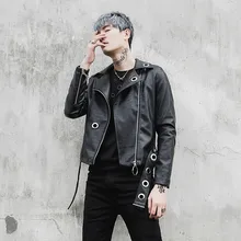Зимняя Мужская Короткая кожаная куртка в стиле панк для ночного клуба, сценический костюм, мужская повседневная приталенная мотоциклетная куртка, пальто в стиле хип-хоп, jaqueta de couro