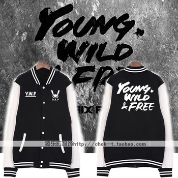 

Kpop fans supportive single breasted baseball jacket bap b.a.p young wild&free printing hoodie jacket