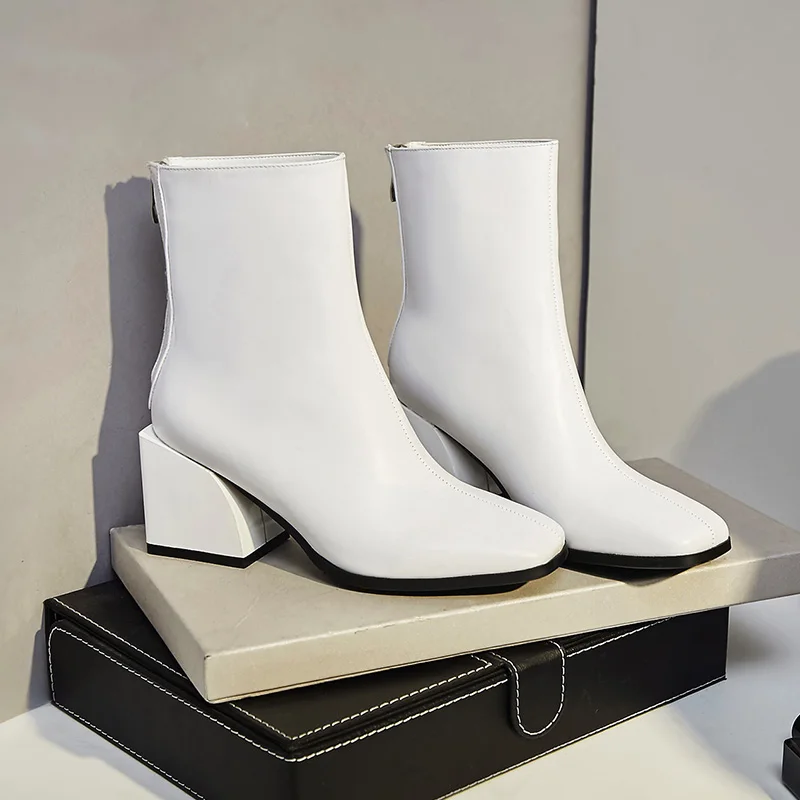 Зимние классические ботинки «Челси»; женские ботильоны с острым носком из натуральной кожи черного цвета на высоком каблуке; женская модная обувь на квадратном каблуке; 41