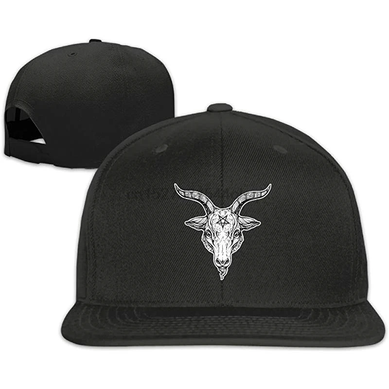 

Mens_Womens Pentacle Pewter Satanic Goat Head Baseball Hat Hip Hop Cap Black