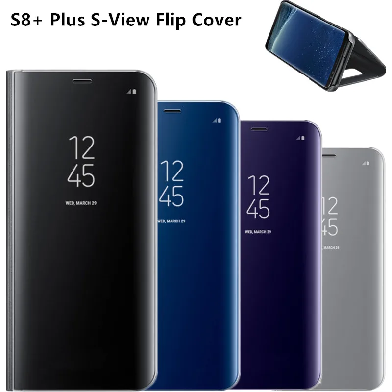 imágenes para Cubierta original espejo claro teléfono s-view smart cover case ef-zg955 para samsung galaxy s8 + plus s-view flip con despertar delgada Flip imágenes para Cubierta original espejo claro teléfono s-view smart cover case ef-zg955 para samsung galaxy s8 + plus s-view flip con despertar delgada Flip