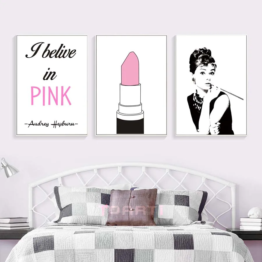 Audrey Hepburn Lipstick Wall Art Poster&Prints Modern Home Decor Canvas Painting Modular Wall Picture For Elegance Girls Bedroom (3)