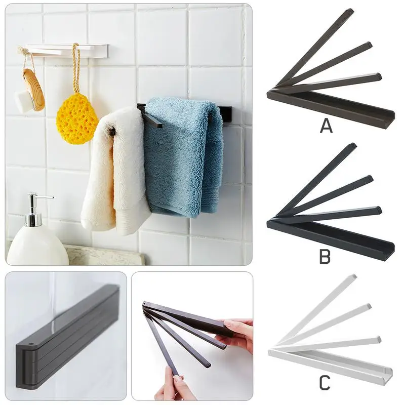 

Three-Layer Bathroom Towel Rack Home Multi-functional Rotatable Towel Bar Kitchen Cloth Hanger Storage Holder Free Punching